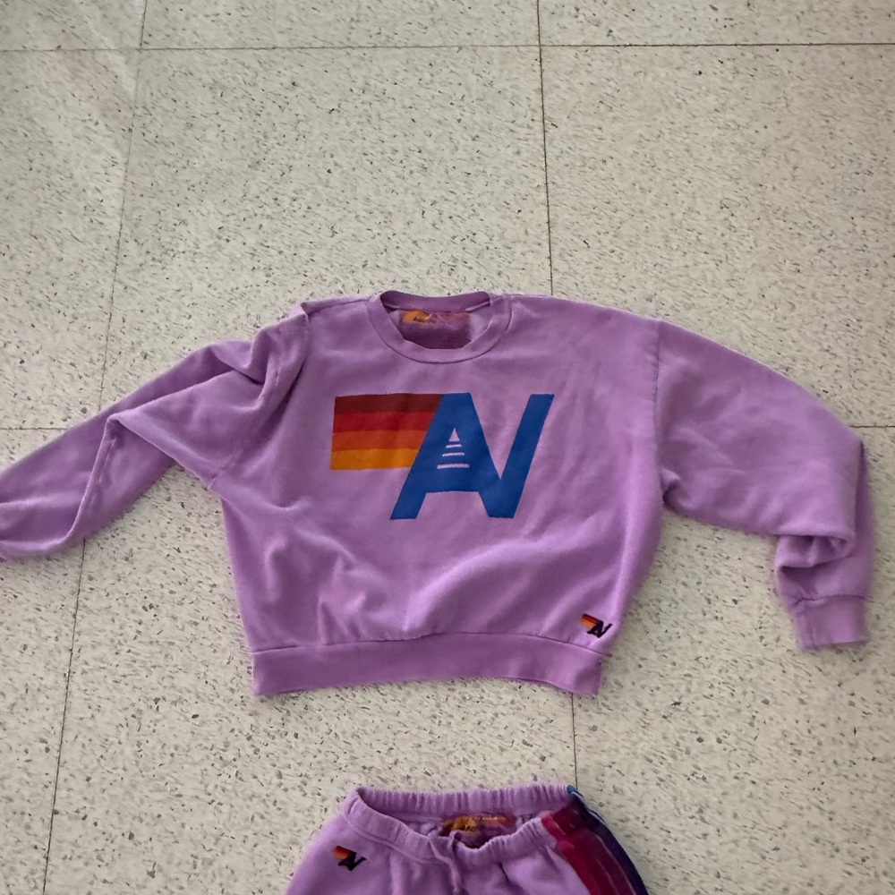 Aviator Nation Purple Sweatshirt with Rainbow Logo